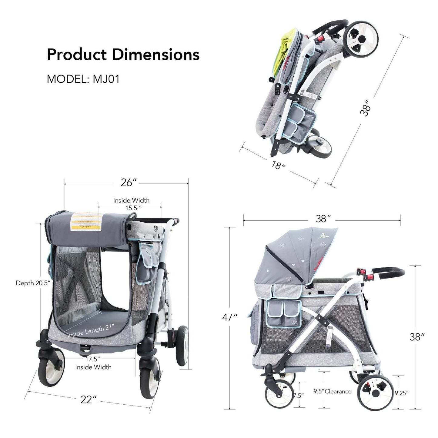 MJ01 Chariot Mini (Multi-Function Single Heavy Duty Stroller Wagon, Push Only)-Wonderfold-Stroll Zone