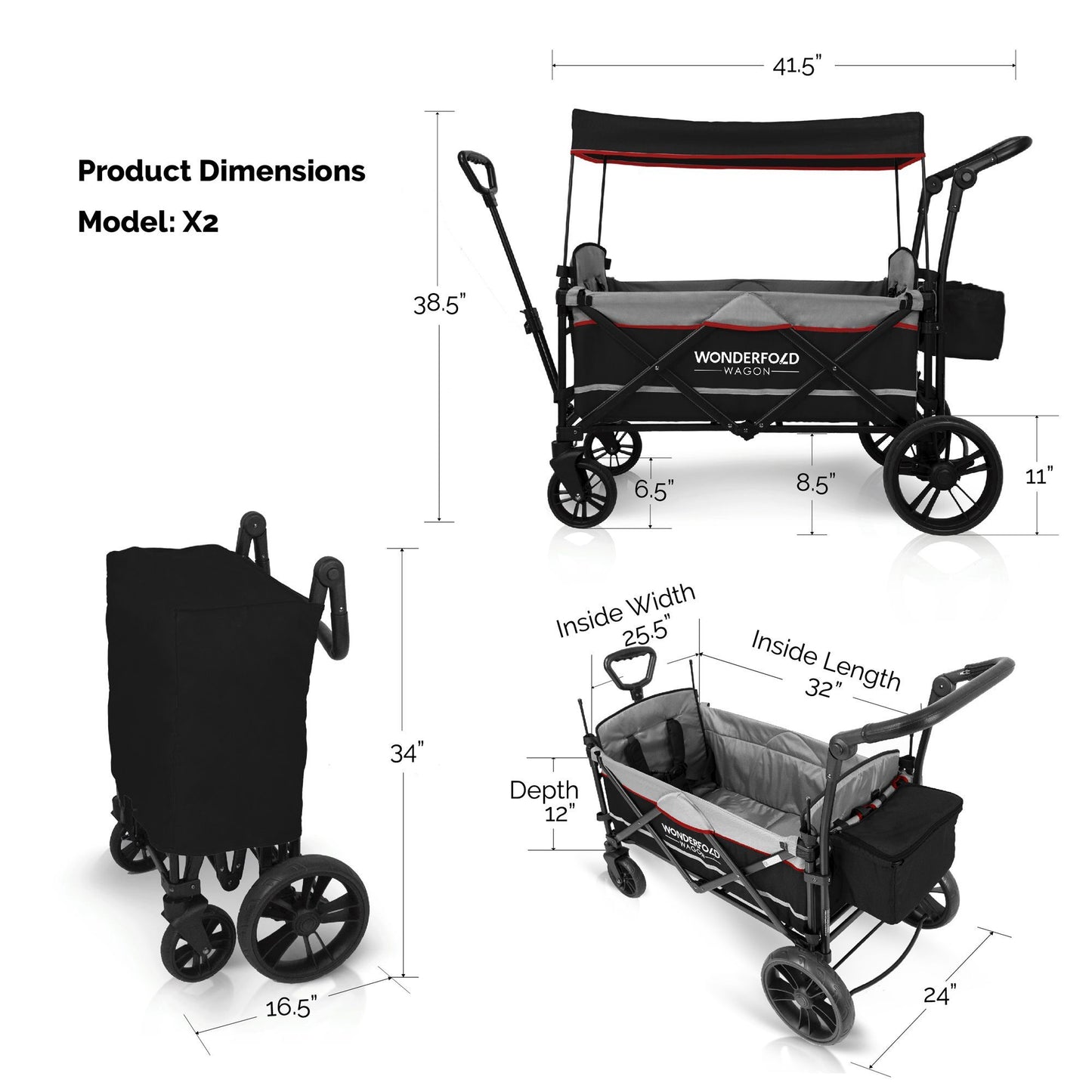 X2 Multi-Function Double Stroller Wagon - Pull & Push-Wonderfold-Stroll Zone