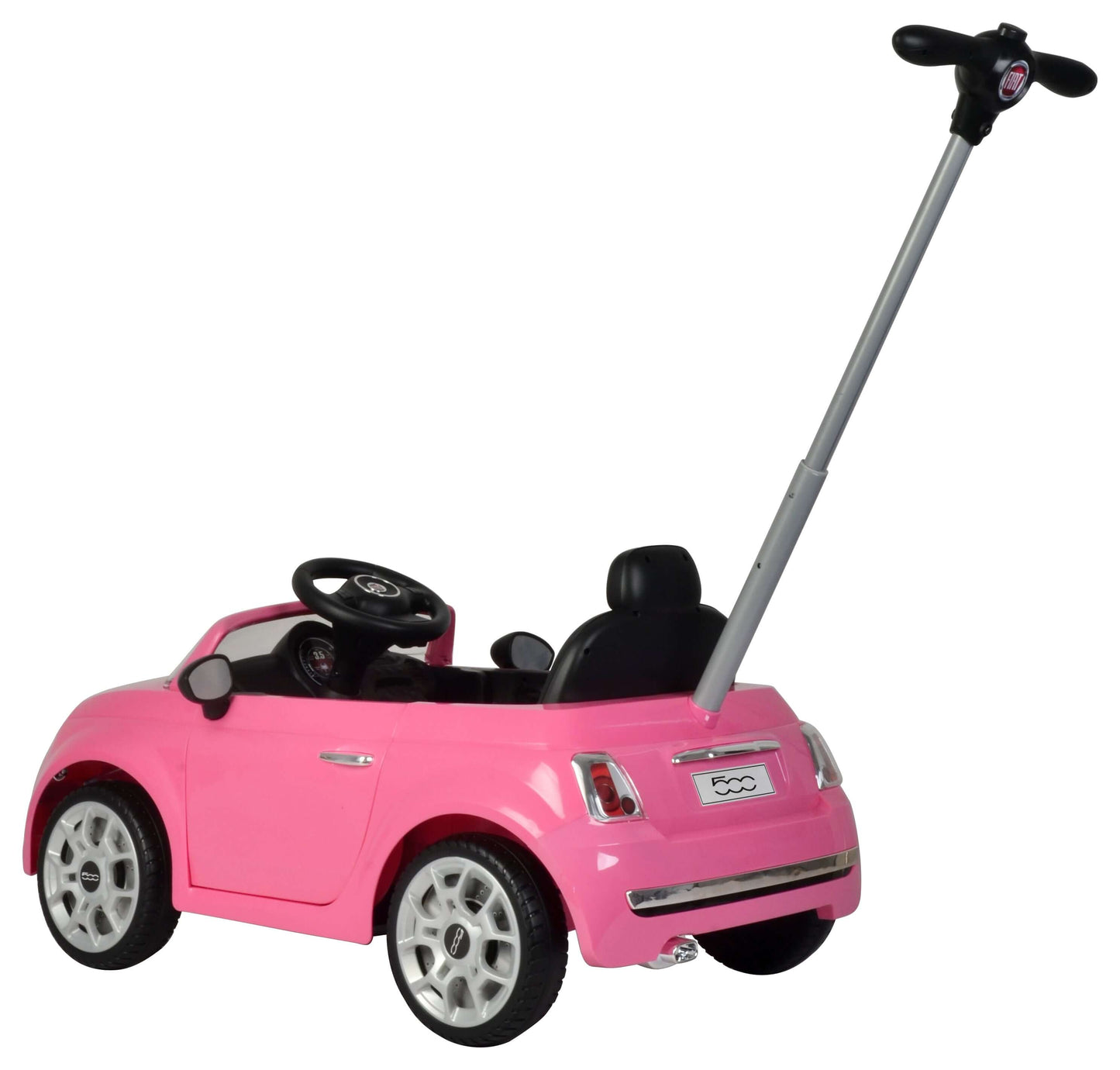 Fiat 500 Push Car Stroller(Pink and white )-Best Ride on Cars-Stroll Zone