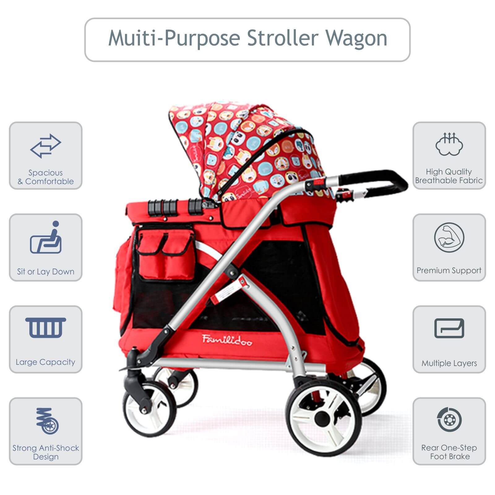 MJ01 Chariot Mini (Multi-Function Single Heavy Duty Stroller Wagon, Push Only)