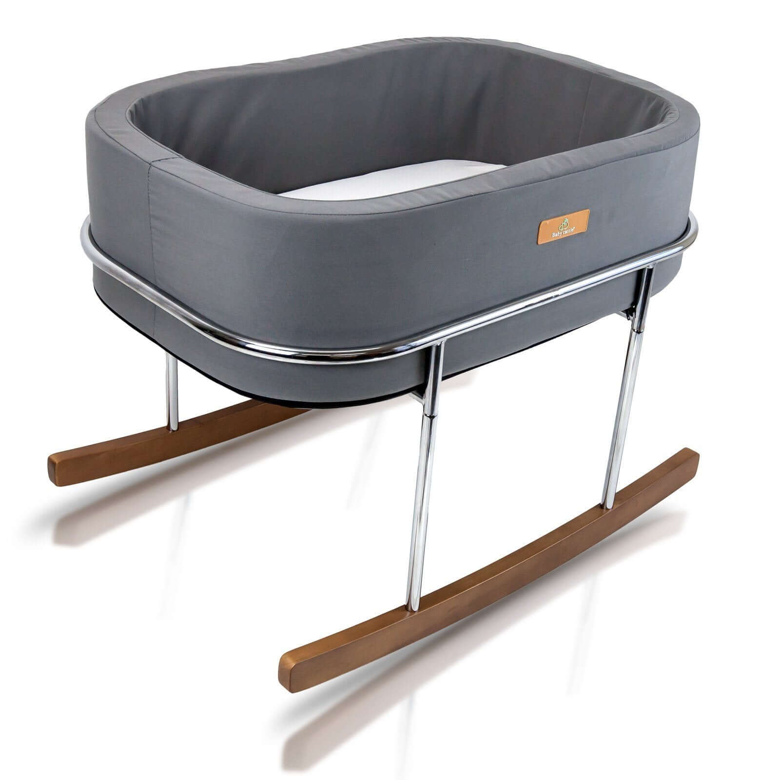 Modern Design Baby Bassinet Cradle with Gentle Rocking Feature (Gray)