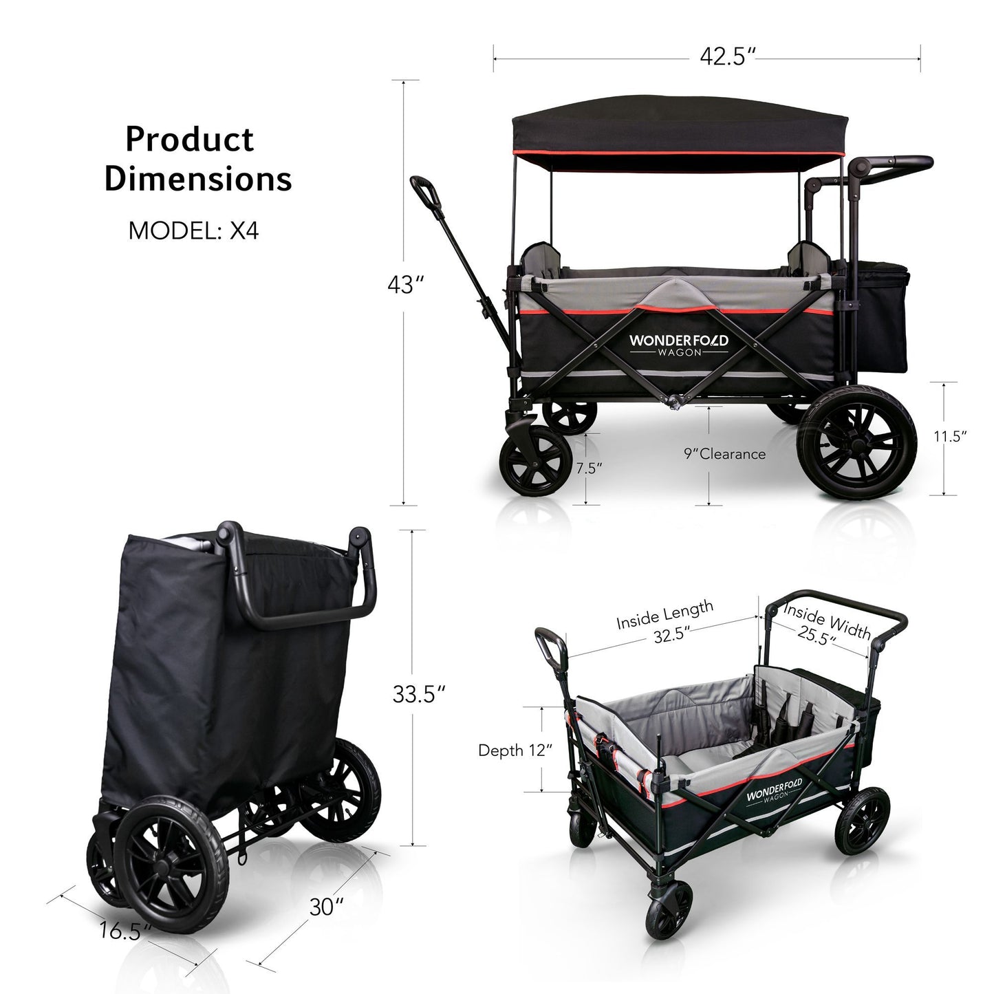 X4 Multi-Function Quad Stroller Wagon - Pull & Push-Wonderfold-Stroll Zone